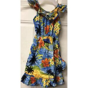 Hawaiian Station Girls Authentic Hawaiian Dress Size 7-8 EUC Aloha Ruffle